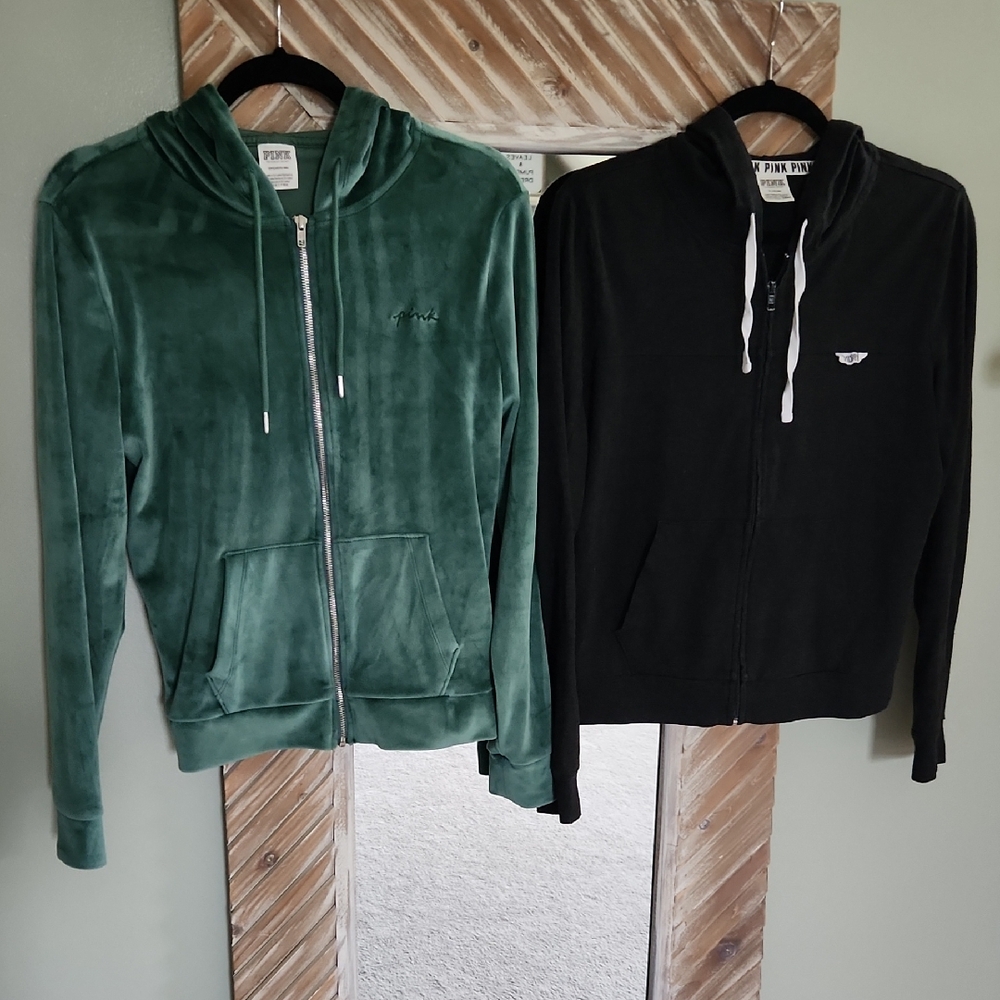 PINK Victoria's Secret Forest Green Velour Jacket